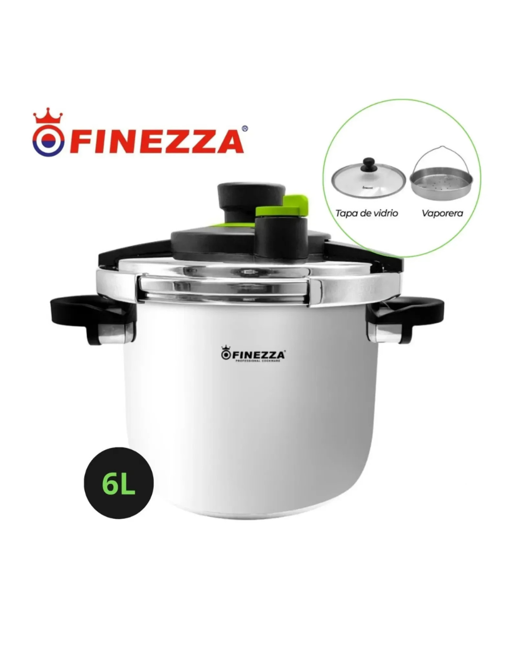 Olla a Presión Acero Inoxidable Finezza de 6 Litros