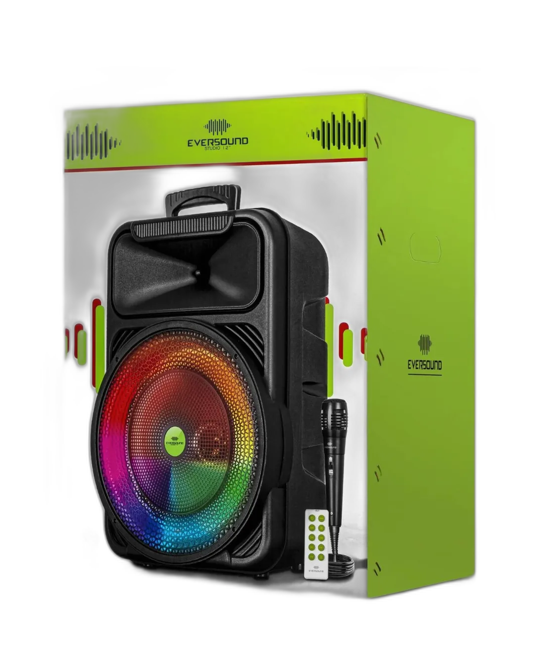 Parlante Portable Eversound Ev1005-studio12 Luzled Micrófono Negro