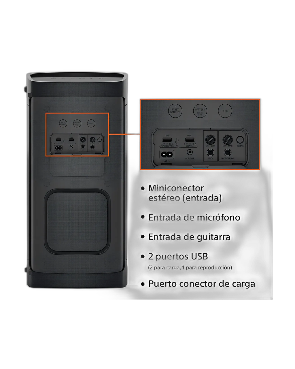 Sony Parlante Bluetooth Mega Bass Karaoke Srs-xp500 Color Negro