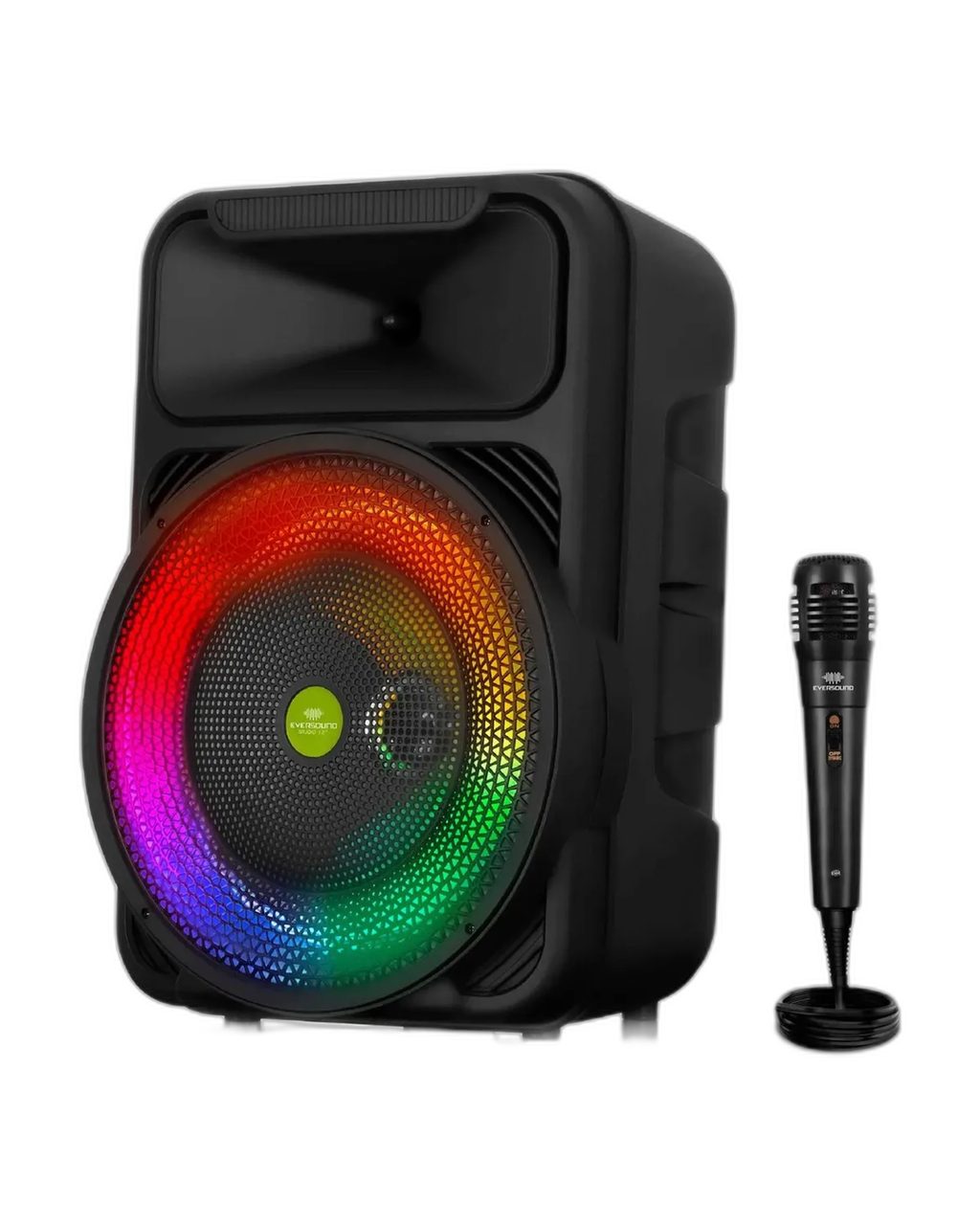 Parlante Portable Eversound Ev1005-studio12 Luzled Micrófono Negro