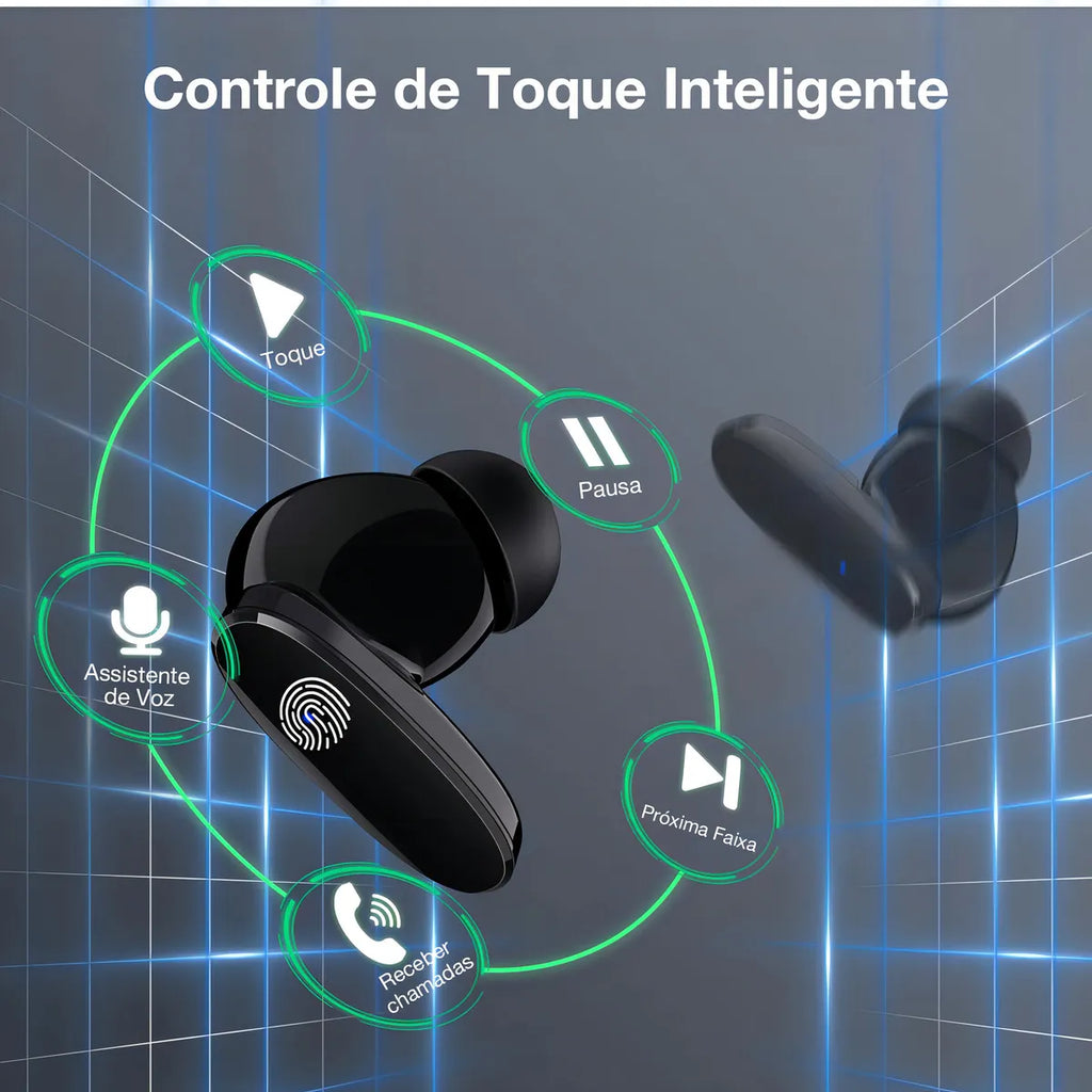 Auriculares in-ear inalámbricos 1Hora Bluetooth AUT205 AUT205N negro con luz LED
