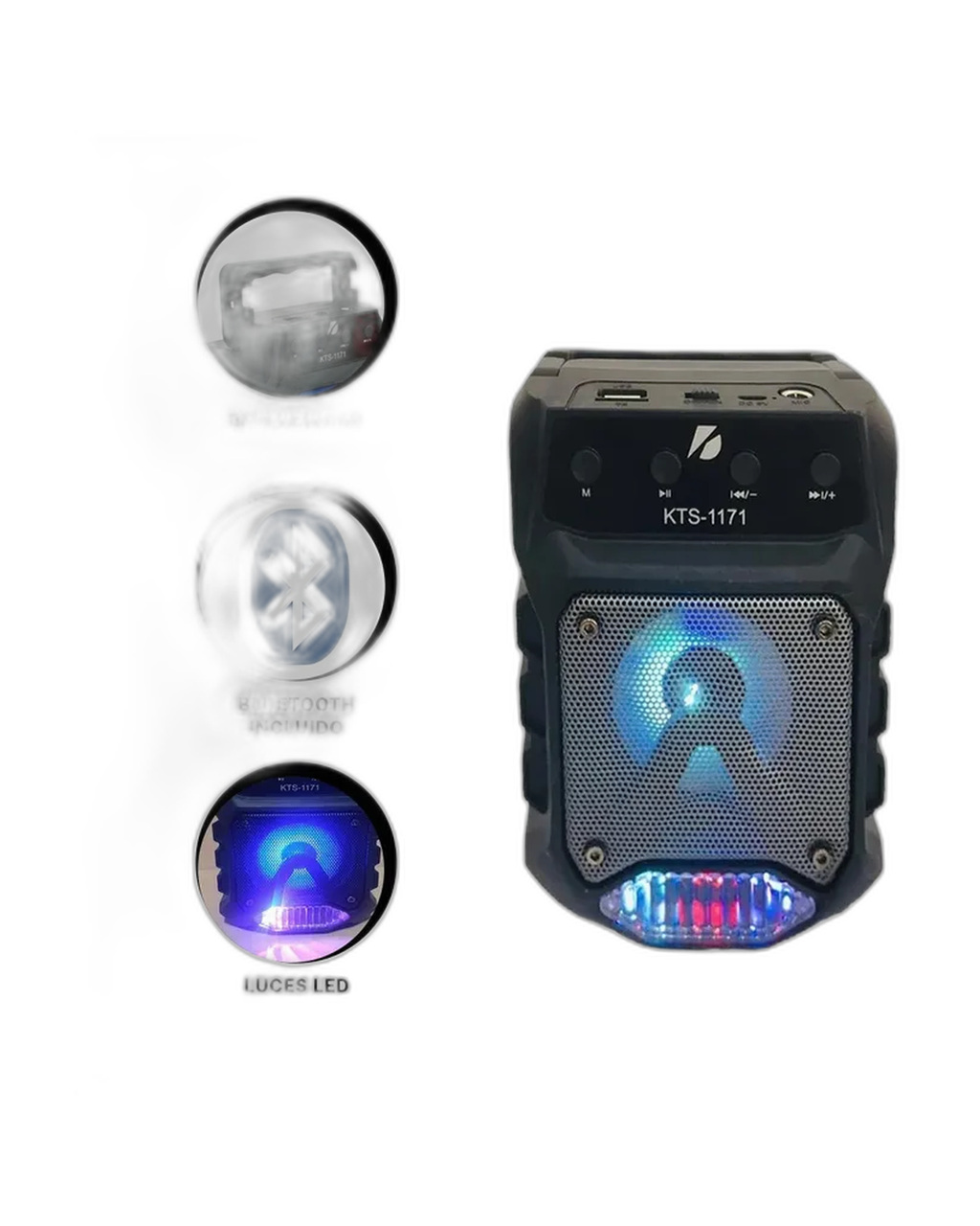 Speaker Facil de Usar KTS 1171 en Negro Y+Ligas de Regalo