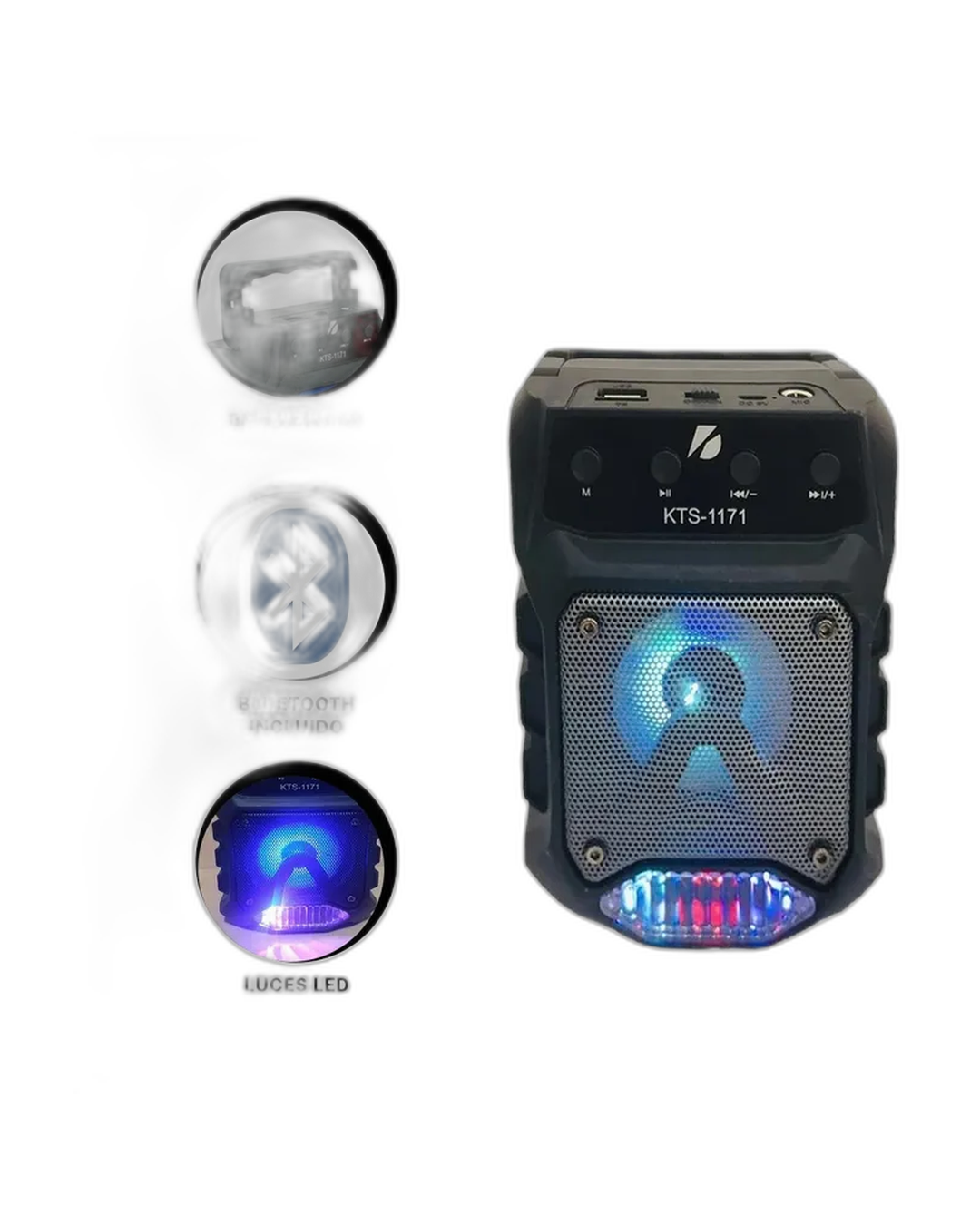 Speaker Facil de Usar KTS 1171 en Negro Y+Ligas de Regalo