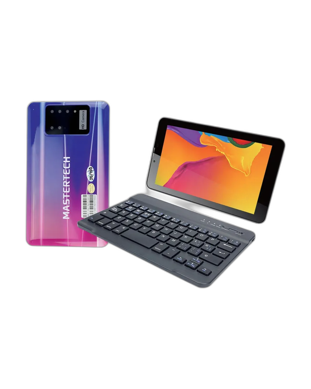 TABLET MASTERTECH 77-EV 7”  3G | 2GB RAM | 16GB ALMACENAMIENTO | ANDROID 11 | TECLADO INALÁMBRICO | COLOR MORADO